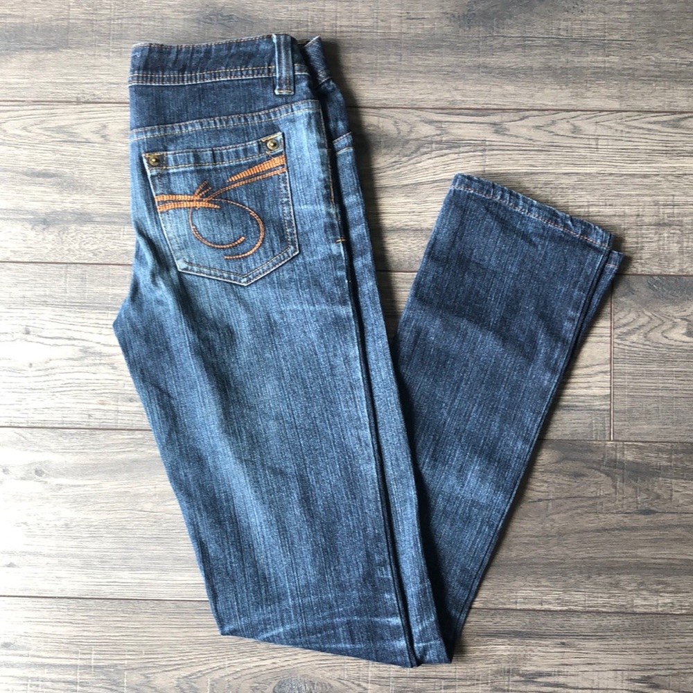 Blue Denim Straight Leg Jeans